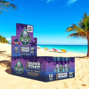 A 12 count display box of Island Time hanging out on the beach.